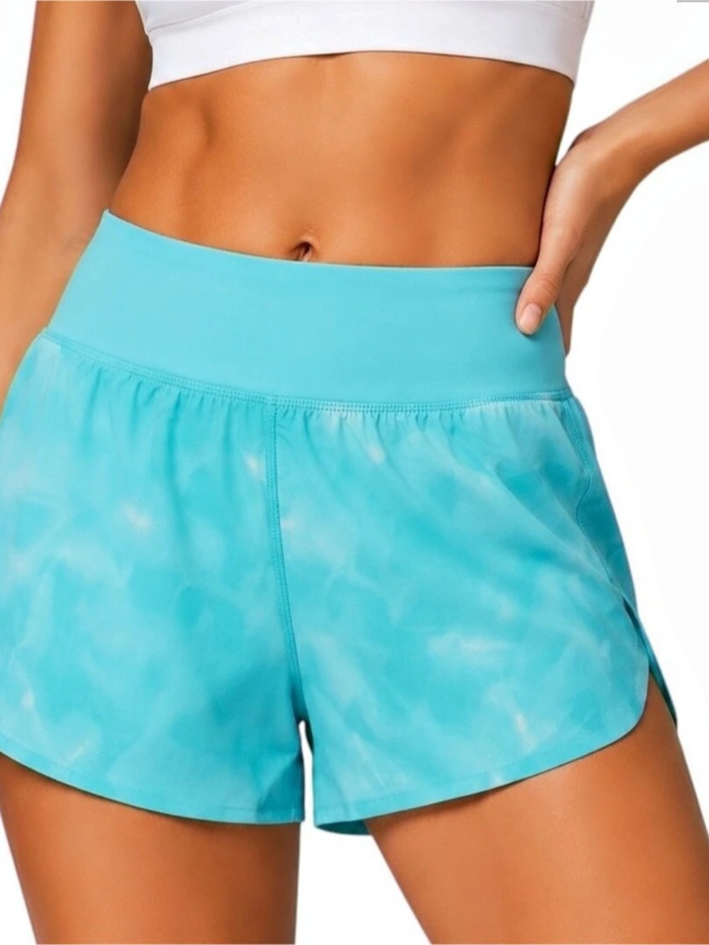 Athleta Run With It 3.5" Short Athletic Shorts Blue/teal size Small